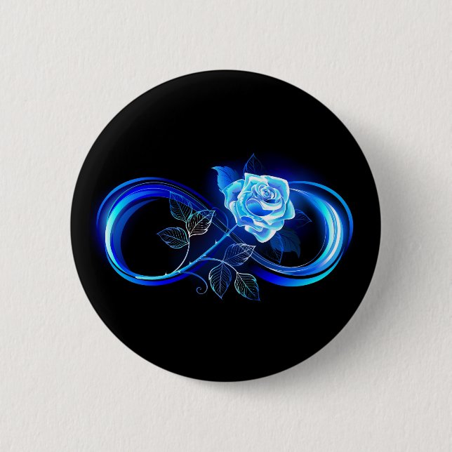 Glowing infinity with blue rose button (Front)