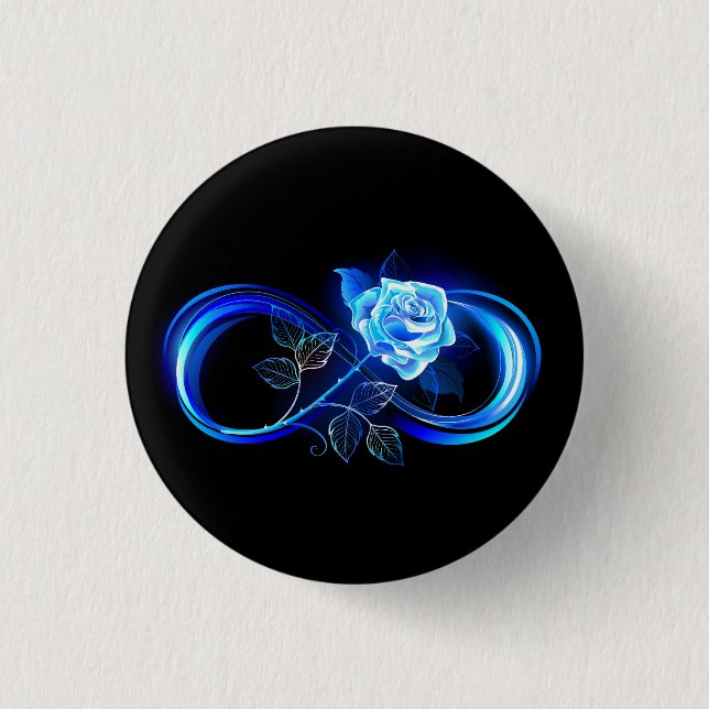 Glowing infinity with blue rose button (Front)