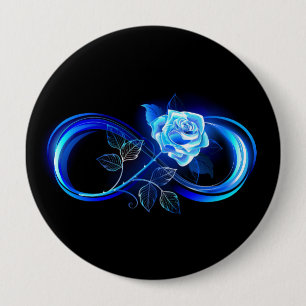 Glowing infinity with blue rose button