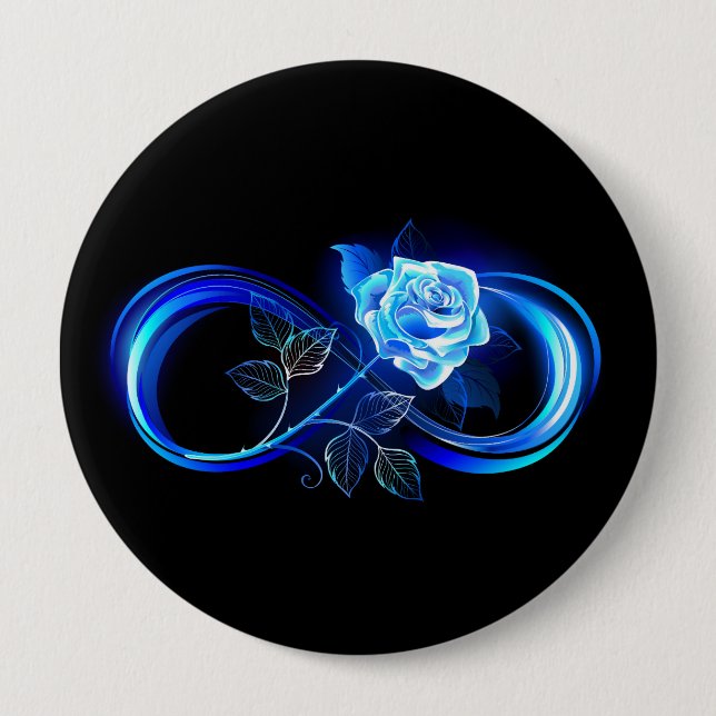 Glowing infinity with blue rose button (Front)
