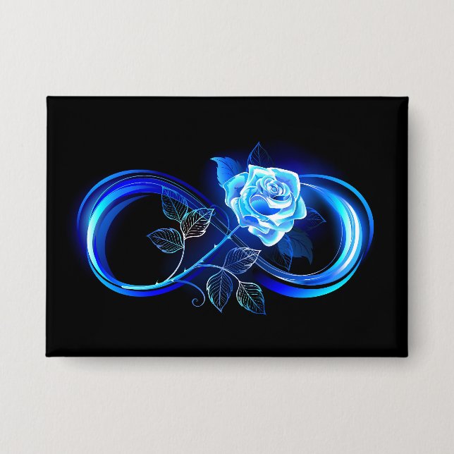 Glowing infinity with blue rose button (Front)