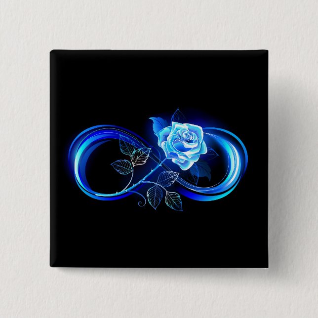 Glowing infinity with blue rose button (Front)