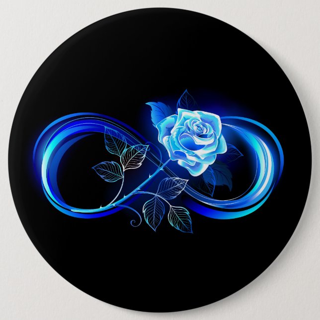 Glowing infinity with blue rose button (Front)