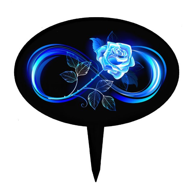 Glowing infinity with blue rose cake topper (Front)
