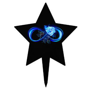 Glowing infinity with blue rose cake topper