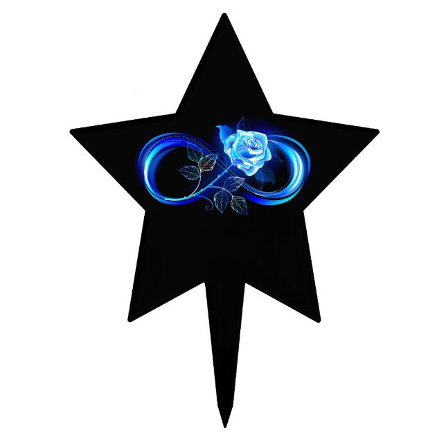 Glowing infinity with blue rose cake topper (Front)