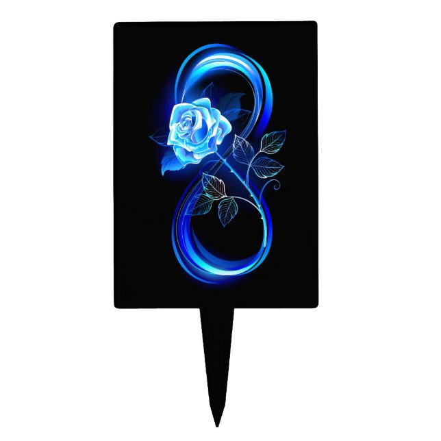 Glowing infinity with blue rose cake topper (Front)