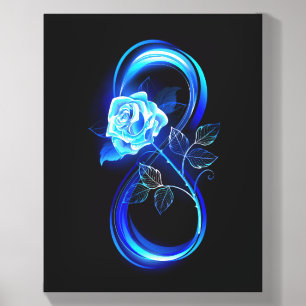 Glowing infinity with blue rose canvas photo tile