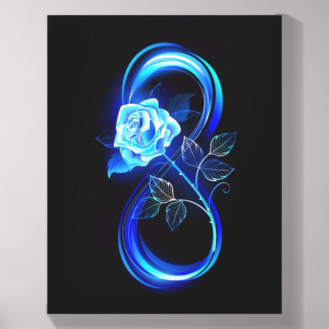 Glowing infinity with blue rose canvas photo tile  (Front Set)