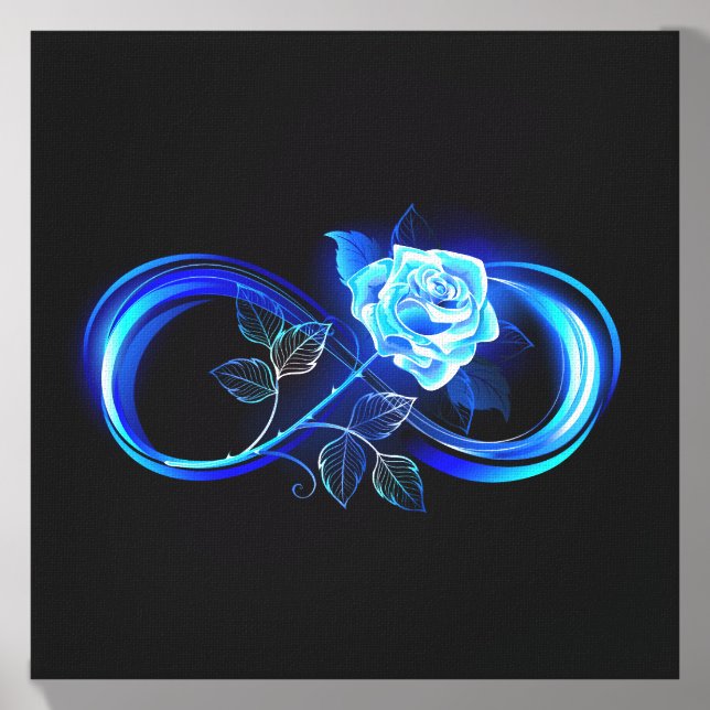 Glowing infinity with blue rose canvas photo tile  (Front Set)