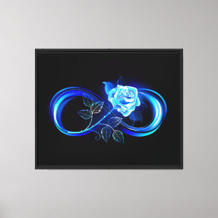 Glowing infinity with blue rose canvas print