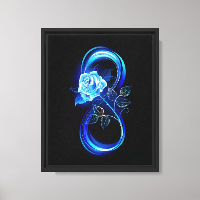 Glowing infinity with blue rose canvas print (Front)