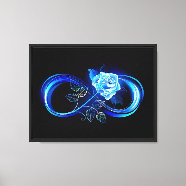 Glowing infinity with blue rose canvas print (Front)