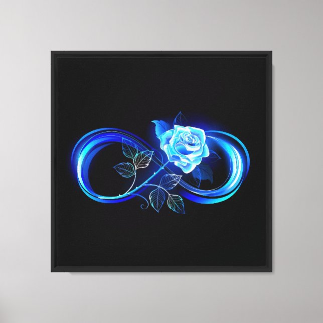 Glowing infinity with blue rose canvas print (Front)