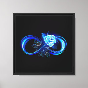 Glowing infinity with blue rose canvas print