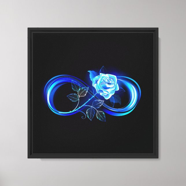 Glowing infinity with blue rose canvas print (Front)
