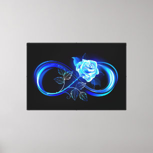 Glowing infinity with blue rose canvas print