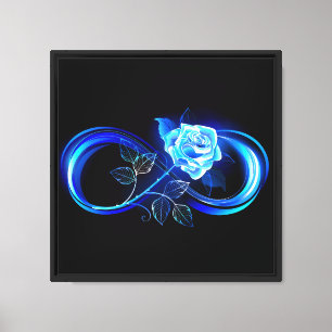 Glowing infinity with blue rose canvas print