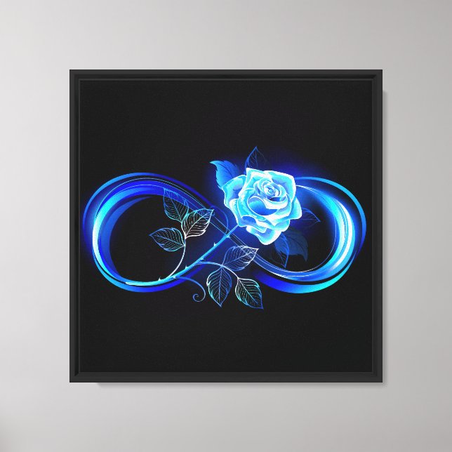 Glowing infinity with blue rose canvas print (Front)