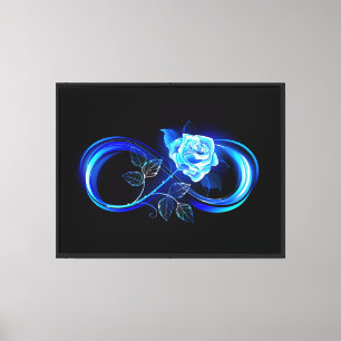 Glowing infinity with blue rose canvas print