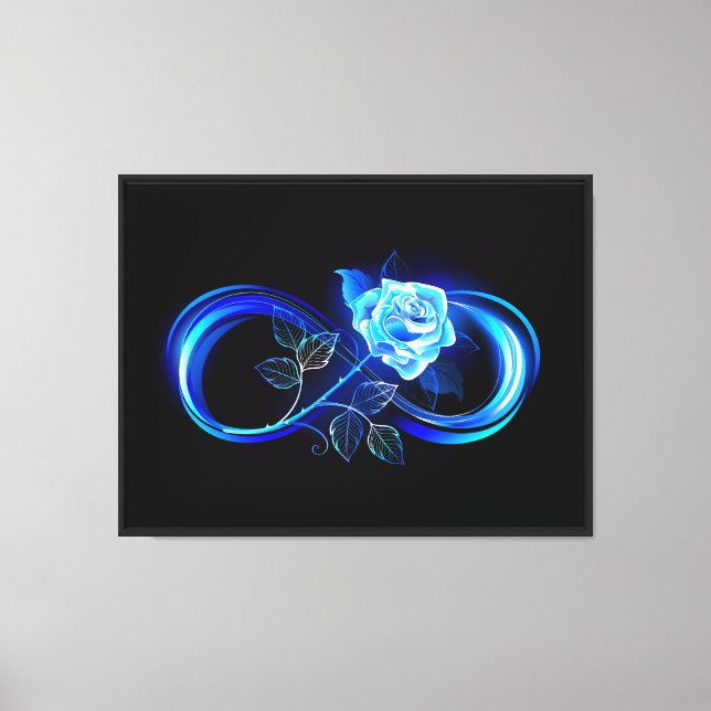 Glowing infinity with blue rose canvas print (Front)
