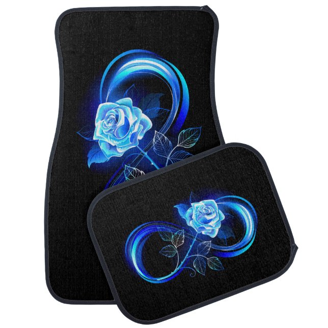 Glowing infinity with blue rose car floor mat (Set)
