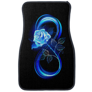 Glowing infinity with blue rose car floor mat