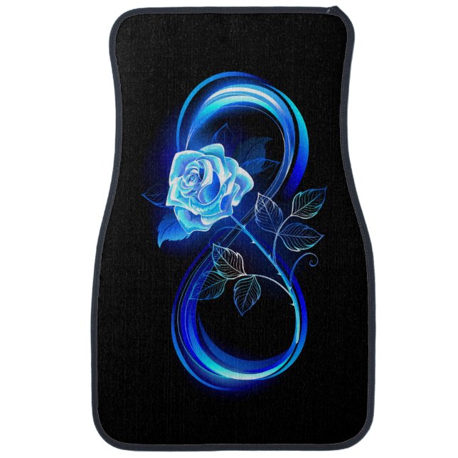 Glowing infinity with blue rose car floor mat (Front)