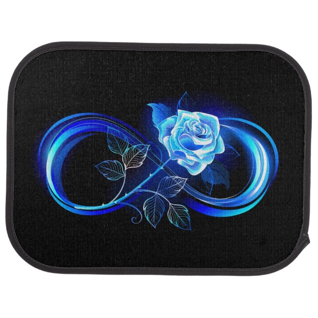 Glowing infinity with blue rose car floor mat (Rear)