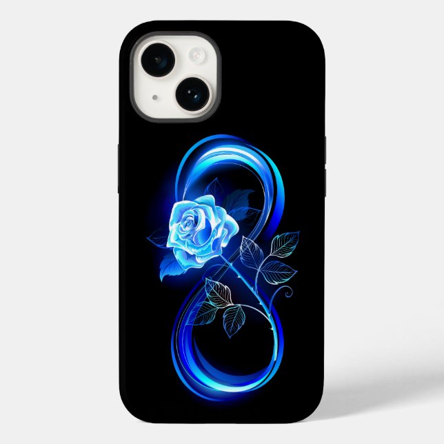 Glowing infinity with blue rose Case-Mate iPhone case (Back)