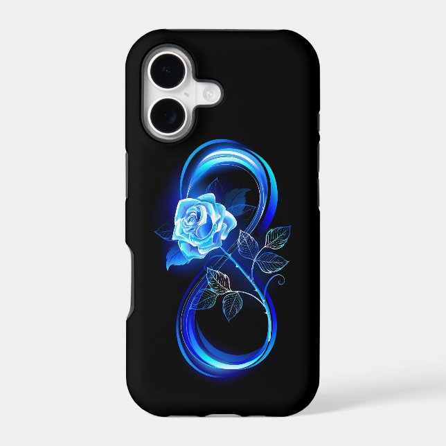 Glowing infinity with blue rose Case-Mate iPhone case (Back)