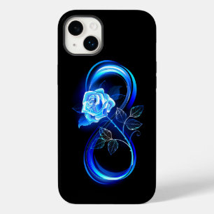 Glowing infinity with blue rose Case-Mate iPhone 14 plus case