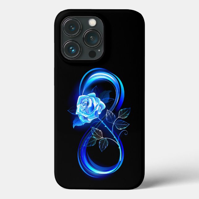Glowing infinity with blue rose Case-Mate iPhone case (Back)