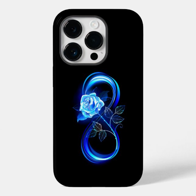 Glowing infinity with blue rose Case-Mate iPhone case (Back)