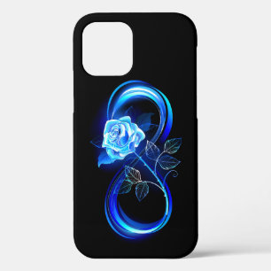 Glowing infinity with blue rose iPhone 12 case