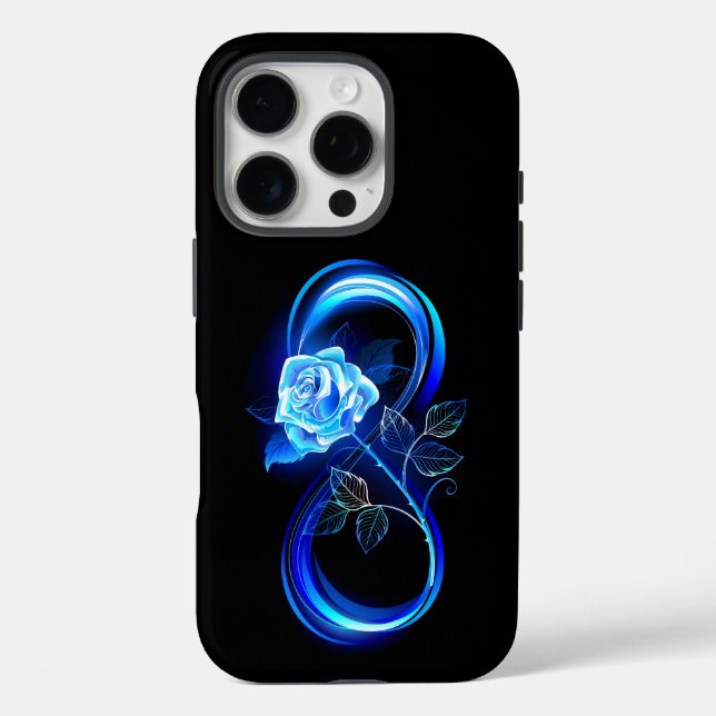 Glowing infinity with blue rose Case-Mate iPhone case (Back)