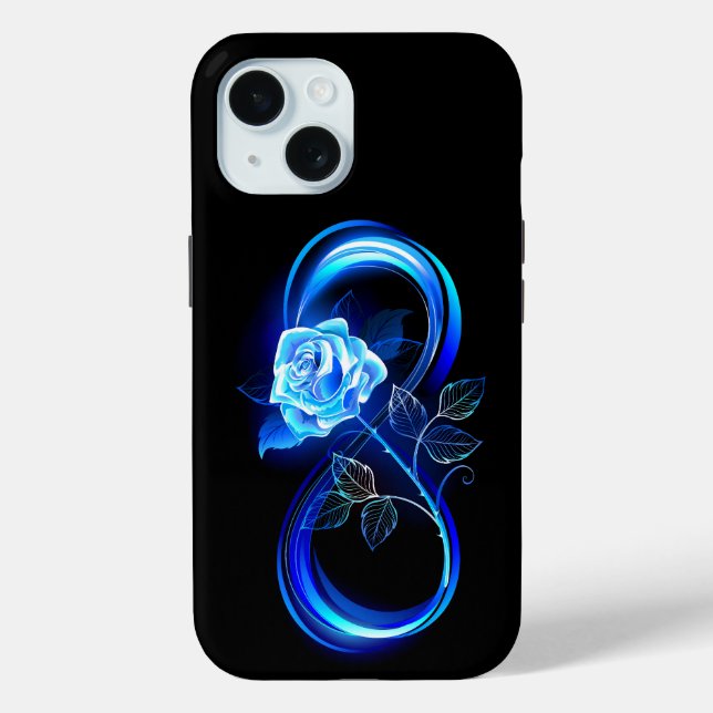 Glowing infinity with blue rose Case-Mate iPhone case (Back)