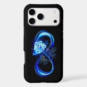 Glowing infinity with blue rose iPhone 17 pro max case