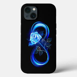 Glowing infinity with blue rose iPhone 13 case