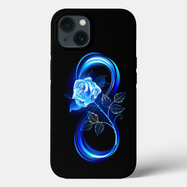 Glowing infinity with blue rose Case-Mate iPhone case (Back)