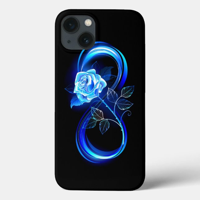 Glowing infinity with blue rose Case-Mate iPhone case (Back)