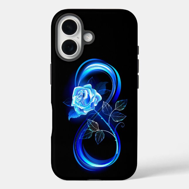 Glowing infinity with blue rose Case-Mate iPhone case (Back)