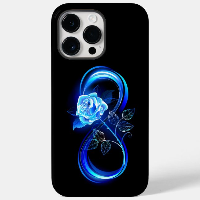 Glowing infinity with blue rose Case-Mate iPhone case (Back)