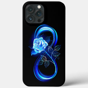 Glowing infinity with blue rose iPhone 13 pro max case