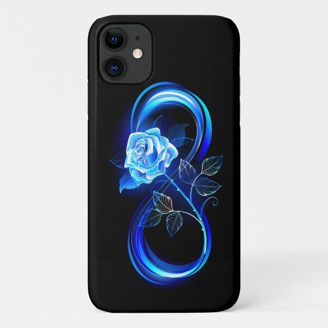 Glowing infinity with blue rose Case-Mate iPhone case (Back)