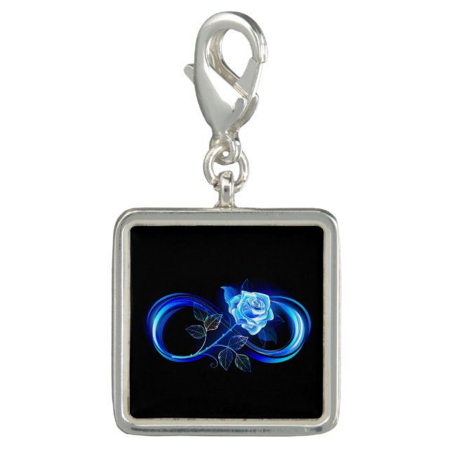 Glowing infinity with blue rose charm (Front)
