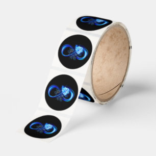 Glowing infinity with blue rose classic round sticker