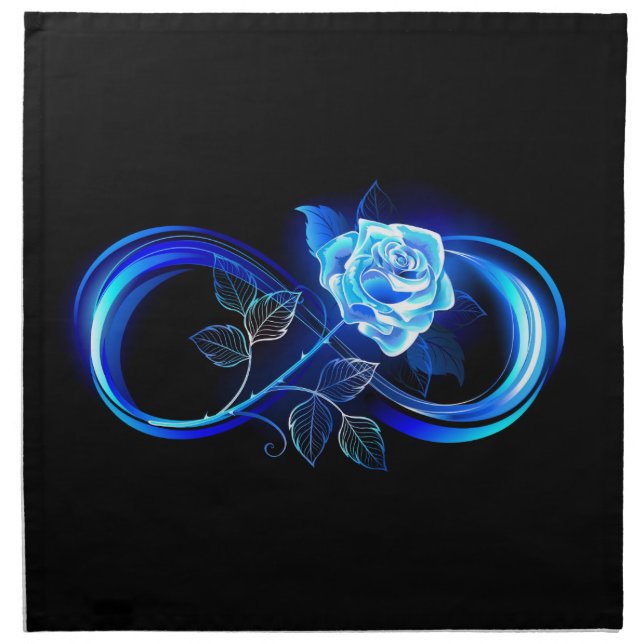 Glowing infinity with blue rose cloth napkin (Front)