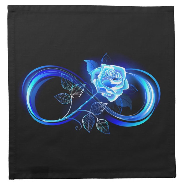 Glowing infinity with blue rose cloth napkin (Front)