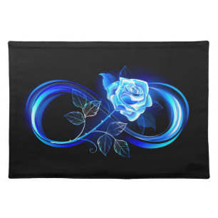 Glowing infinity with blue rose cloth placemat